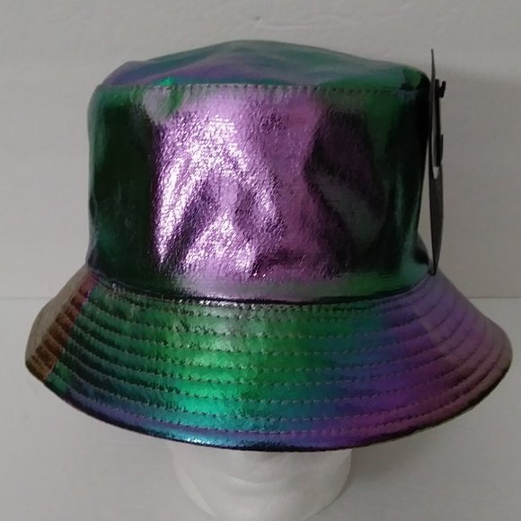 Eight Laser PU Metallic Bucket Hat Trendy Y2K - Picture 9 of 11